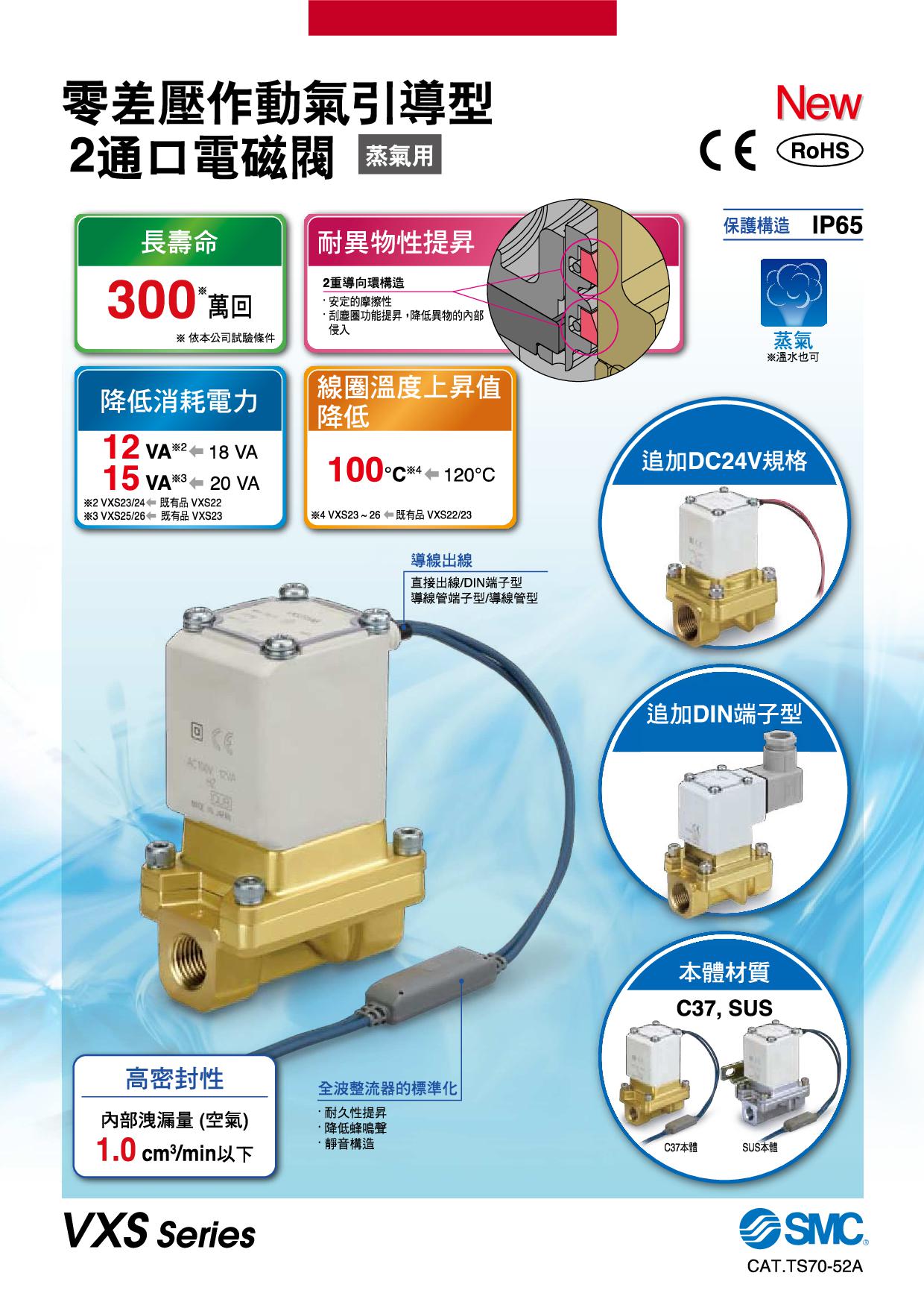 零壓差.氣導式2通口電磁閥 VXS系列