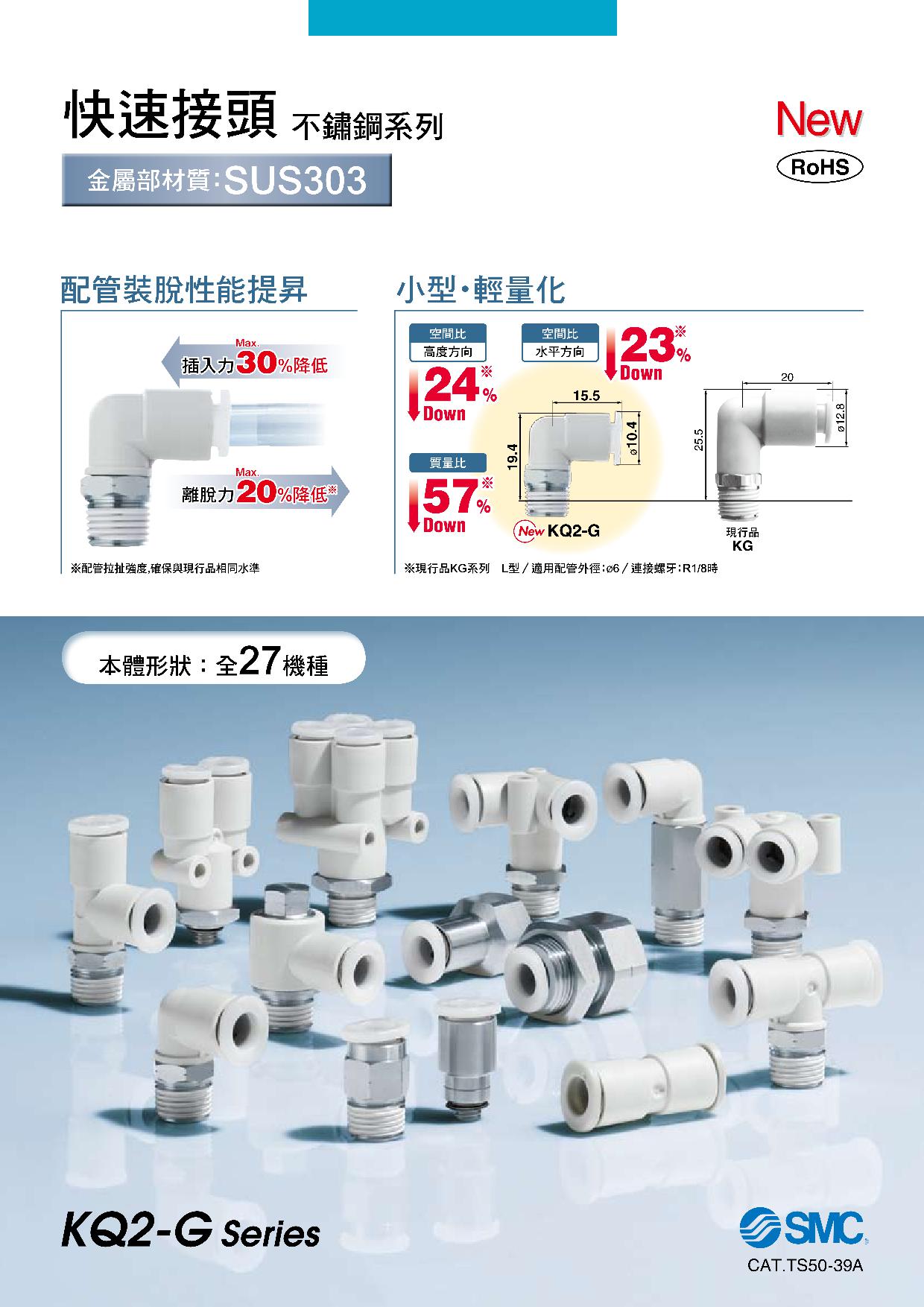 快速接頭 不鏽鋼系列 KQ2-G系列