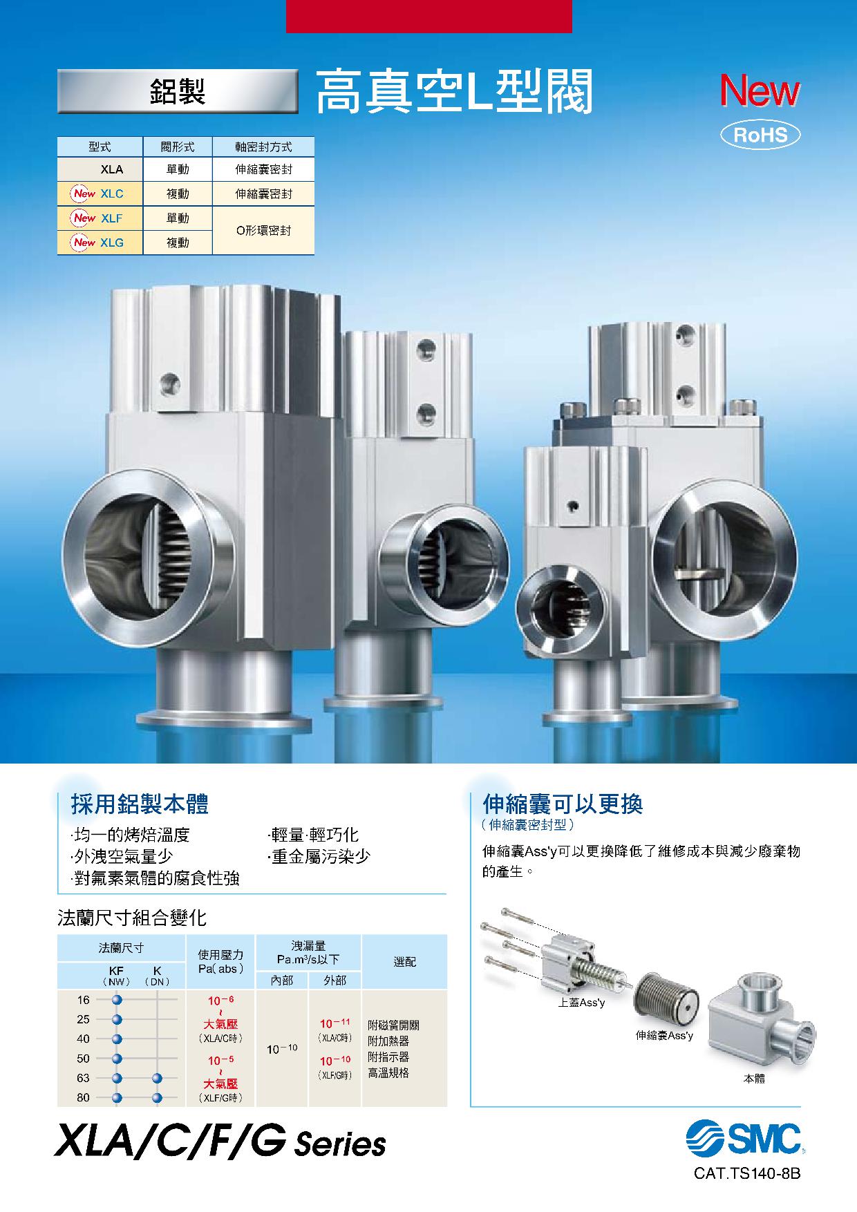 鋁製高真空L型閥 XLA/XLC/XLF/XLG Series