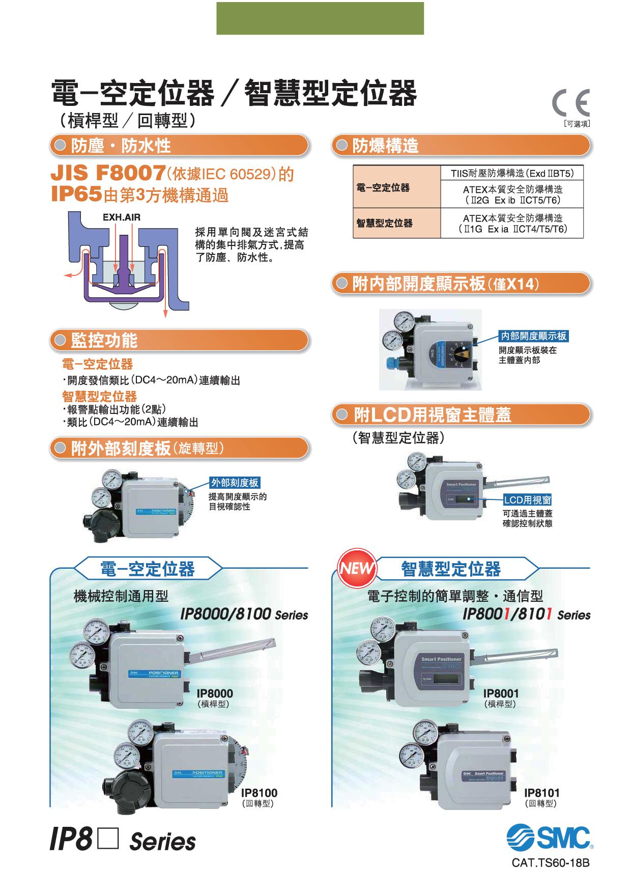 電-空定位器/智慧型定位器 IP8□系列